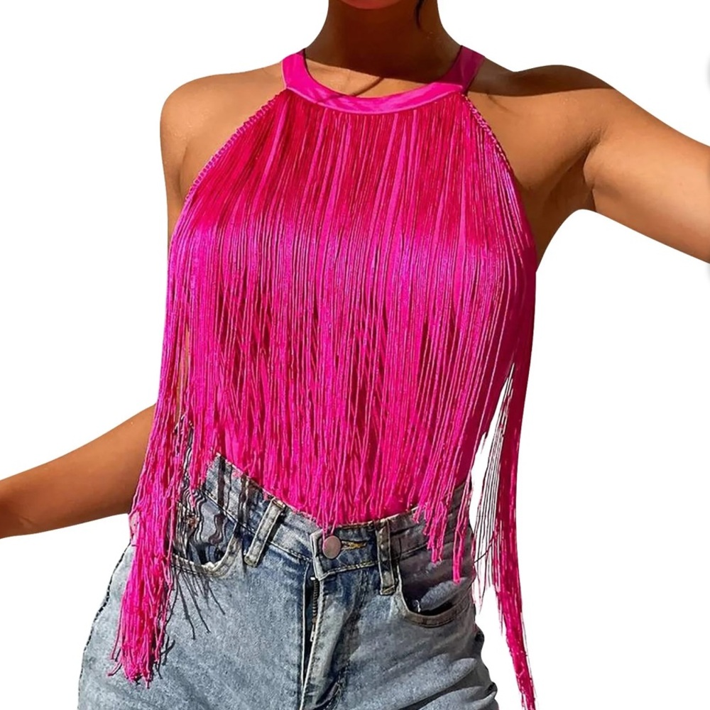 New without tags fringe pink tank top